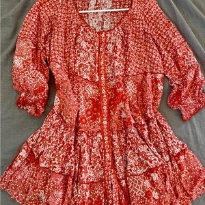 Poupette St. Barth Red and White Floral mini dress